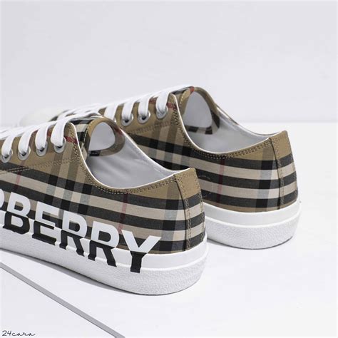 burberry logo print vintage check cotton sneakers|check cotton high top sneakers.